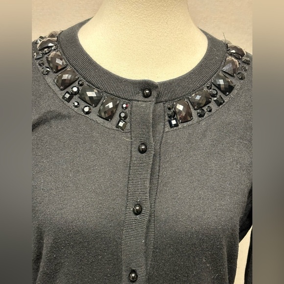 Kate Spade SILK CASHMERE cardigan Black Size L live Colorfully - Picture 5 of 6